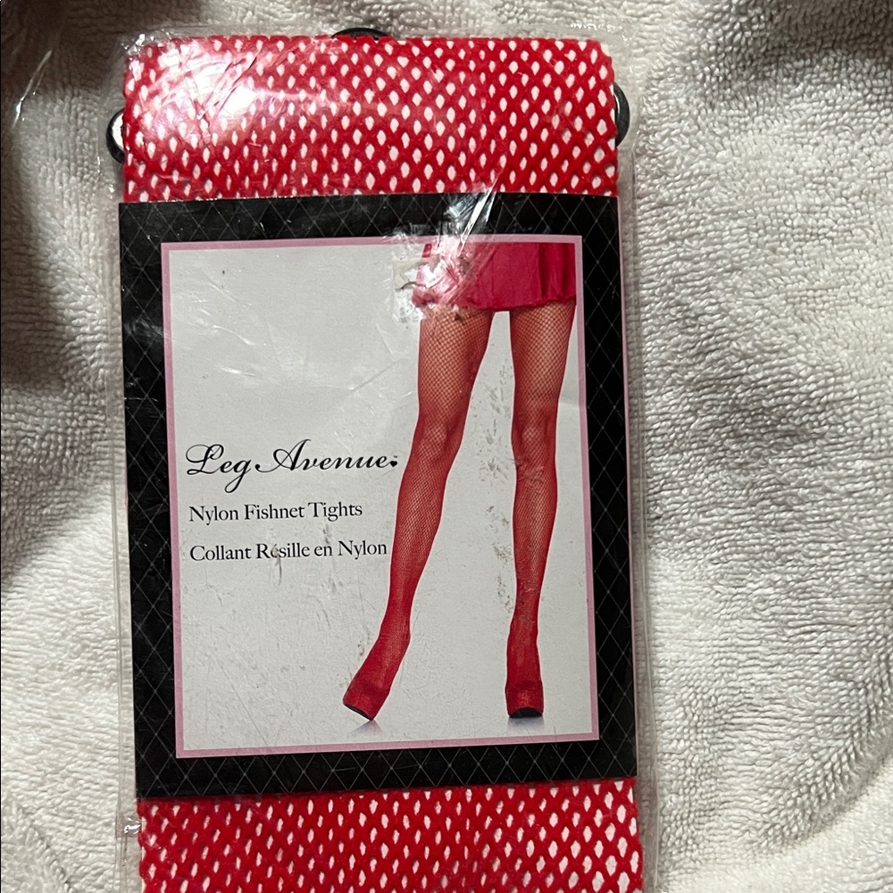 Leg Avenue Red Fishnet Nylon Tights